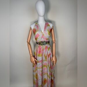 True Vintage 1970s Lurex Halter Dress